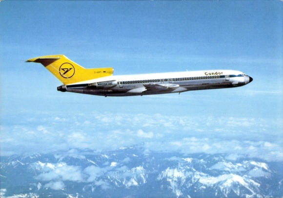 Postcard passenger aircraft Condor, Boeing 727 230 Europa Jet