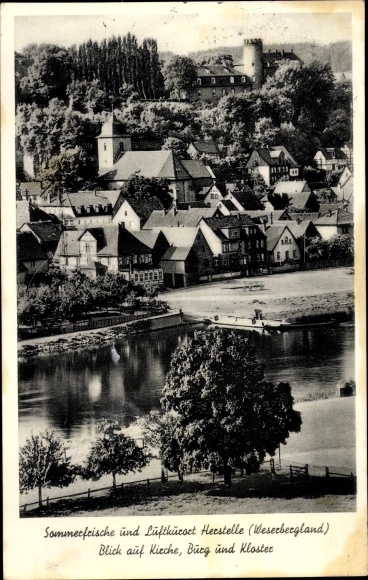 Postcard Manufacture Beverungen on the Weser, castle, monastery, church