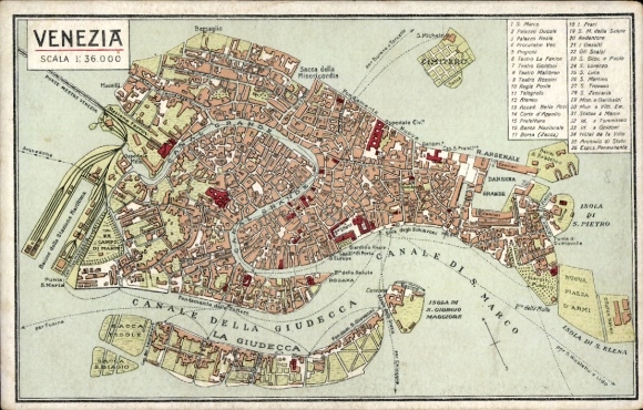 Plan miasta KP Venezia Wenecja Veneto, widok ogólny, Canale della Giudecca, Canale di S. Marco