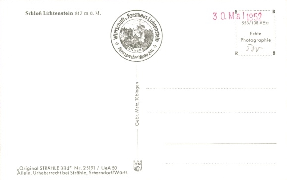 Postcard Honau Lichtenstein in Württemberg, Lichtenstein Castle