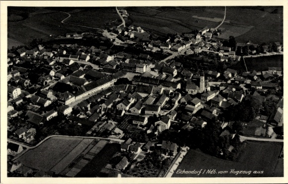 Postcard Eichendorf in Lower Bavaria, aerial photograph