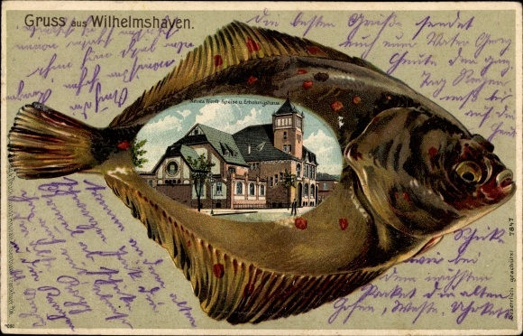 Embossed Chromo-Litho Wilhelmshaven, shipyard dining and recreation house