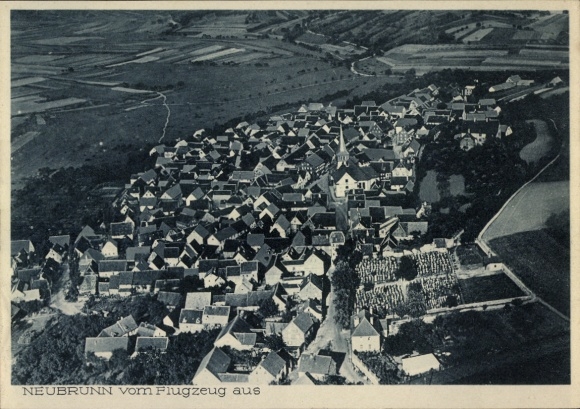 Postcard Neubrunn in Lower Franconia, aerial photograph