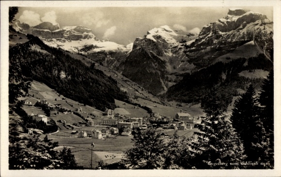 KP Engelberg Kanton Obwalden Szwajcaria, krajobraz górski, ośnieżone góry, Engelberg z perspektywy