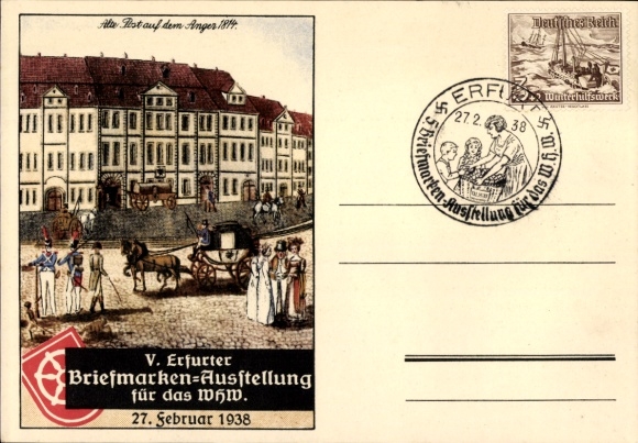 Ak Erfurt in Thüringen, V. Postzegeltentoonstelling voor de WHW 1938, Post, Anger