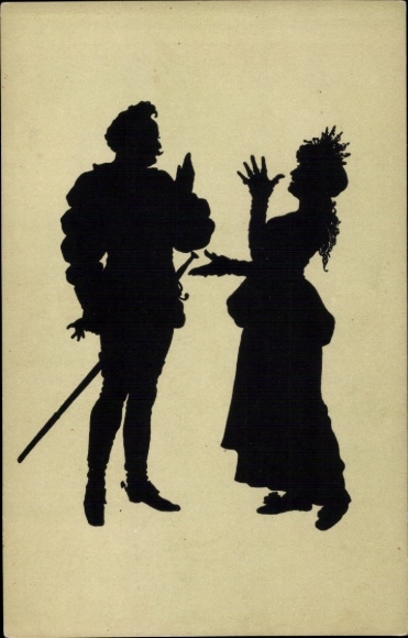 Paper cutting Postcard Konewka, Paul, Prince Heinrich and Poins