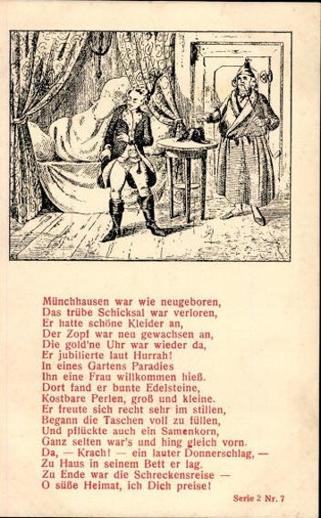 17 old artist poem PC Baron von Münchhausen, various motifs