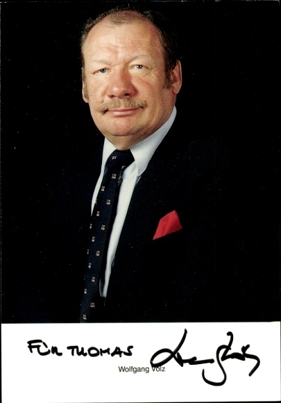 Postcard actor Wolfgang Völz, portrait, autograph