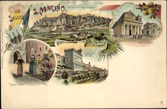 lito San Marino, Piazza Grande, Pieve e S. Pietro I tre monti ed il burgo maggiore