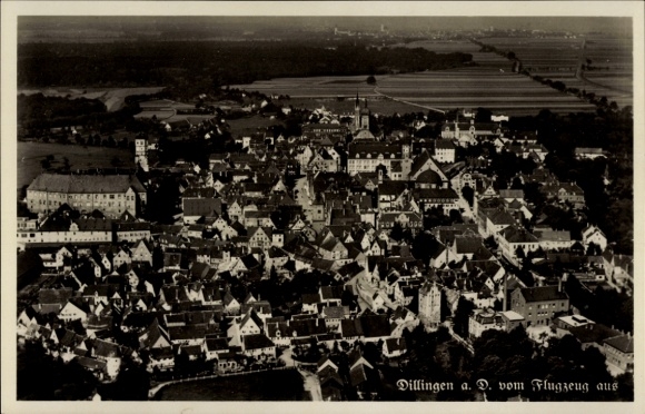 Postcard Dillingen an der Donau in northern Swabia, aerial photograph