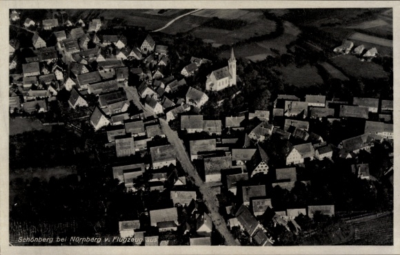 Postcard Schönberg Lauf an der Pegnitz in Middle Franconia Bavaria, aerial photograph