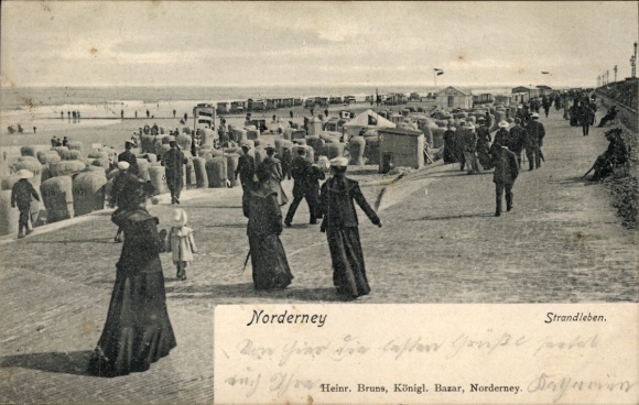Postcard North Sea resort Norderney East Frisia, beach life, promenade