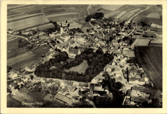 Postcard Gerzen Lower Bavaria, aerial photograph