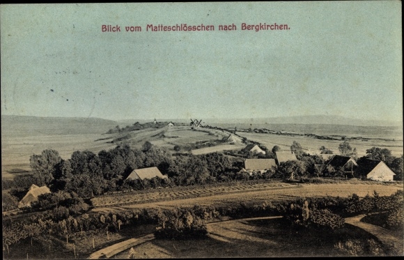 Postcard Wölpinghausen Lower Saxony, view from Matteschlösschen to Bergkirchen