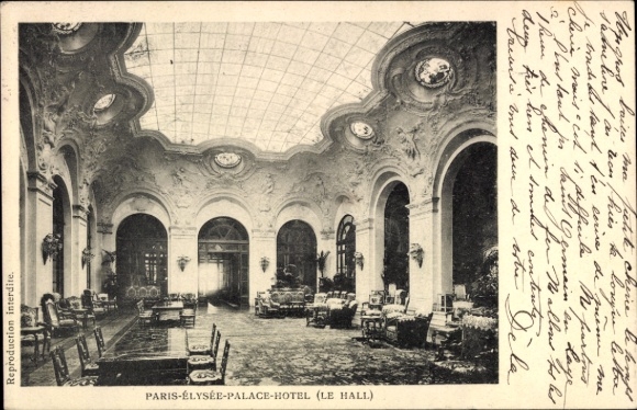 Ak Paris VIII Arrondissement Élysée, Élysée Palace Hotel, Le Hall