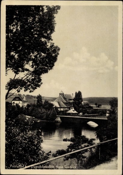 Postcard Paulsdorf Dippoldiswalde in the Eastern Ore Mountains, house lake view