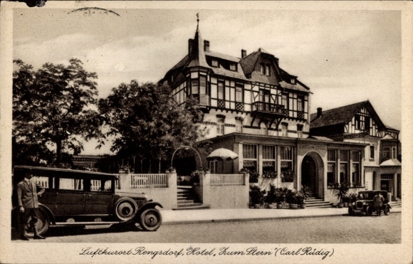 Postcard Rengsdorf in the Westerwald, climatic health resort Hotel zum Stern, Carl Rüdig, old cars