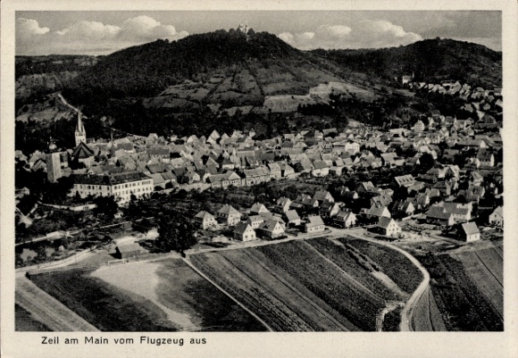 Postcard Zeil am Main Lower Franconia, aerial photograph