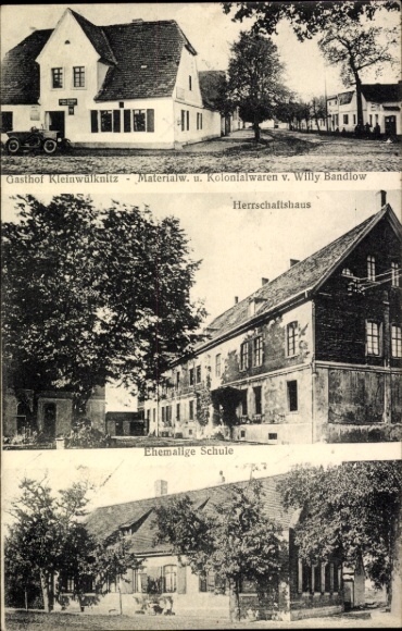 Ak Kleinwülknitz Köthen in Anhalt, Gasthof Kleinwülknitz, Kolonialwarenhandlung, Herrschaftshaus