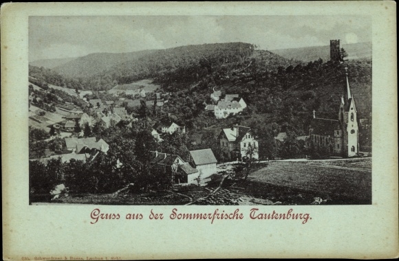 Postcard Tautenburg im Saale Holzland district, panorama