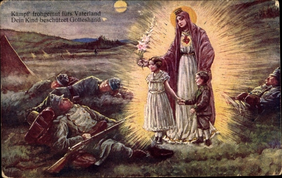 Postcard KuK soldiers, your child protects God's hand