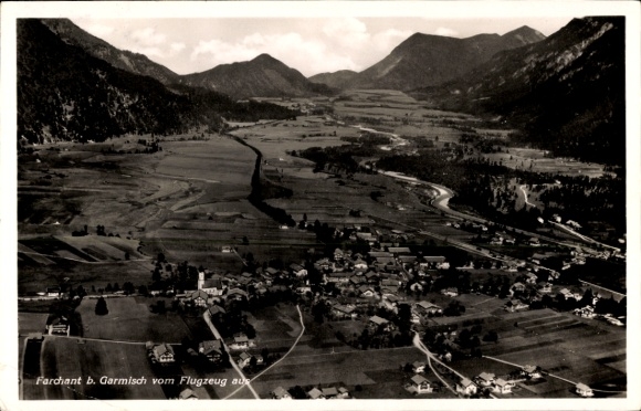 Postcard Farchant Upper Bavaria, aerial photograph