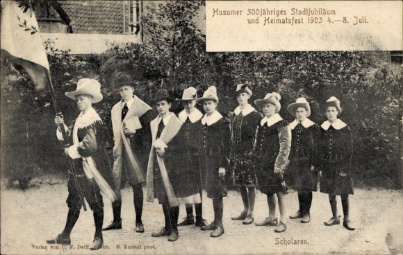 Ak Husum in Nordfriesland, 300jähriges Stadtjubiläum und Heimatfest, Scholaren