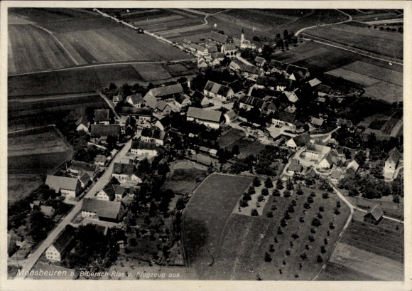 Postcard Moosbeuren Biberach an der Riß in Upper Swabia, aerial photograph