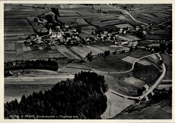 Postcard Aicha vorm Wald Lower Bavaria, aerial photograph