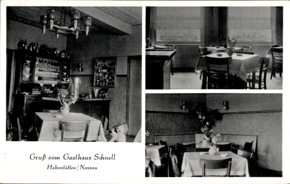 Postcard Hahnstätten Nassau Rhineland Palatinate, Gasthaus Schnell, interior views