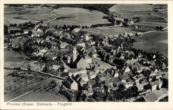 Postcard Pfreimd in the Upper Palatinate, aerial photograph of Bavarian Ostmark