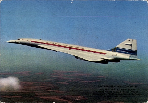 Postcard supersonic aircraft BAC Aerospatiale Concorde