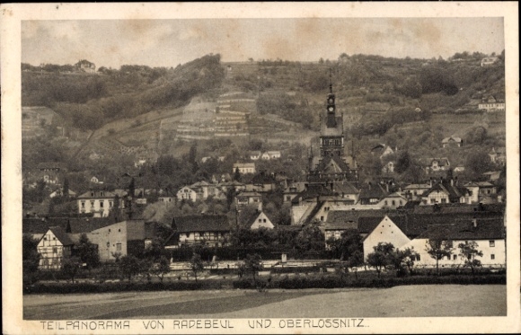 Ak Radebeul in Sachsen, Teilpanorama von Radebeul und Oberlössnitz, Kirche