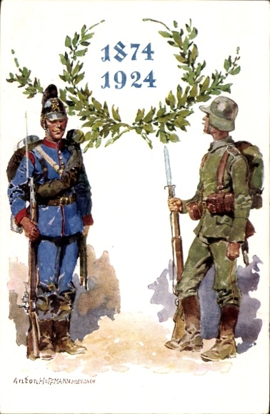 Künstler Ak Hoffmann, Anton, Bayerischer Kriegerbund, 1874-1924, Uniform, Stahlhelm