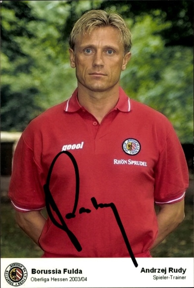 Autogrammkarte Spieler Trainer Andrzej Rudy, SC Borussia Fulda, Autogramm