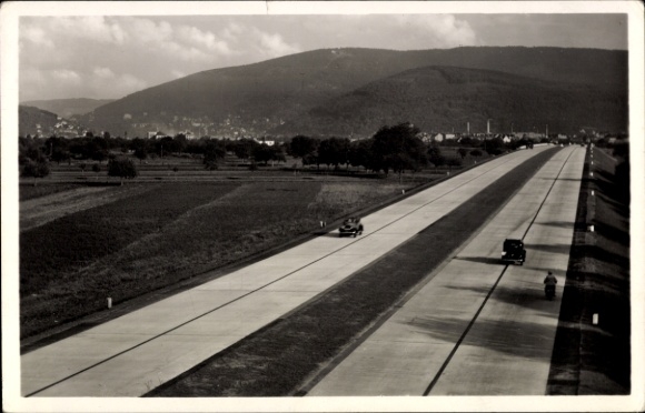 Postcard Reichsautobahn Mannheim Heidelberg