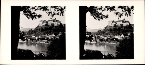 Stereo photo Burghausen an der Salzach, castle, city view