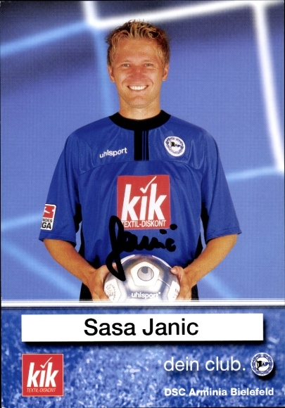 Autograph card footballer Sasa Janic, DSC Arminia Bielefeld, autograph