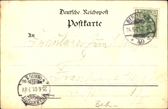 Studentika Postcard Berlin, Corps coat of arms, Fearless and loyal, RSC