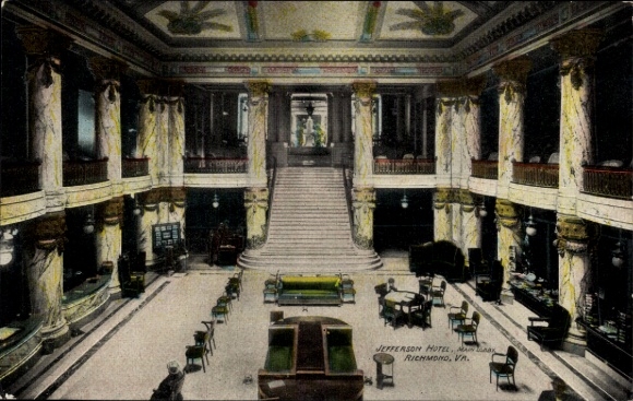 Ak Richmond Virginia USA, Jefferson Hotel, Hauptlobby