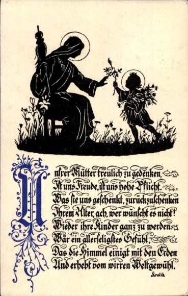 Wycięty z papieru obraz kobiety z dzieckiem, aby wiernie upamiętnić naszą Matkę...