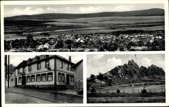 Postcard Eschbach Usingen im Taunus, general view, Gasthaus Zum Felsen