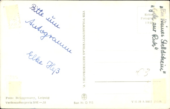 Postcard actress Leila Negra, teddy bear, portrait, autograph