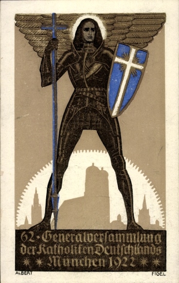 Artist Postcard Figel, Albert, Munich Bavaria, 62nd General Assembly of the Catholics 1922, St. Michael