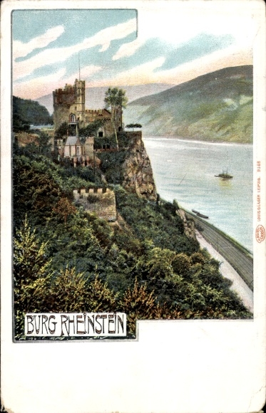 Postcard Trechtingshausen am Rhein, Rheinstein Castle