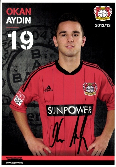 Autogrammkarte Fußballer Okan Aydin, Bayer Leverkusen, Autogramm