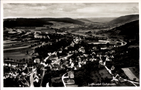 Ak Ebhausen im Schwarzwald Württemberg, Fliegeraufnahme, Luftkurort