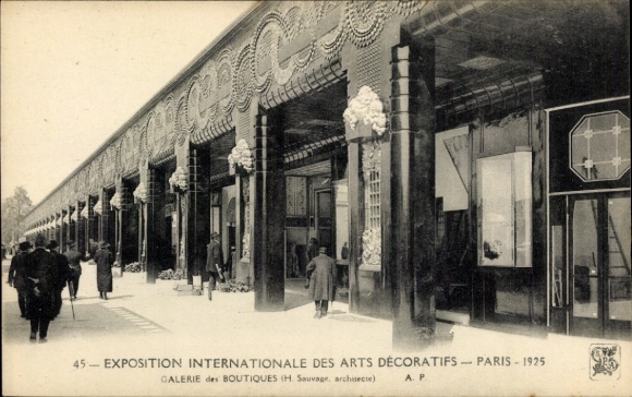 Postcard Paris, International Exhibition of Decorative Arts 1925, Galerie des Boutiques