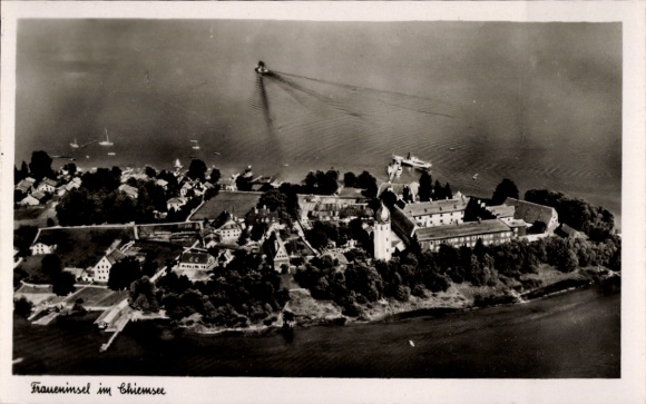 Postcard Fraueninsel Chiemsee Upper Bavaria, aerial photograph