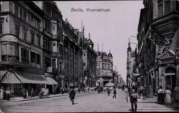Postcard Berlin, Friedrichstrasse, Passage Theater cabaret, passers-by